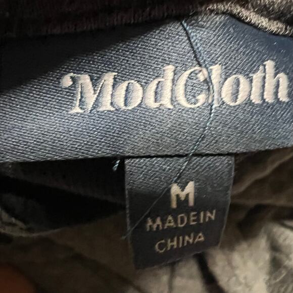 ModCloth Dress Womens Medium Gray Braid My Entire Day 3/4 Sleeve Textured - Picture 6 of 7